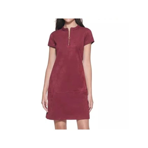 KENSIE Womens Burgundy Short Sleeve Above The Knee Party Shift Dress 12 - Picture 1 of 1